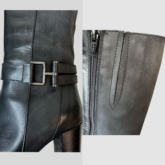 SESTO MEUCCI Black Knee High Heeled Made in Italy Leather Boots Size 8.5 - Picture 10 of 16
